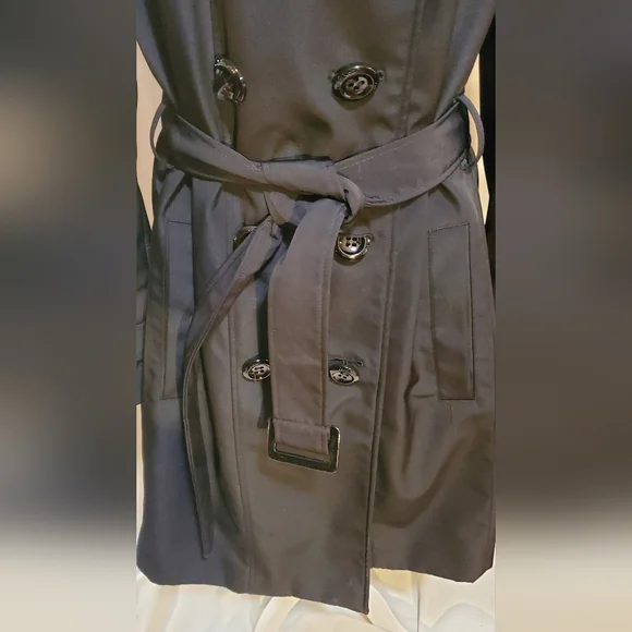 Calvin Klein Classic Black Double-Breasted Trench Coat - Picture 4 of 15